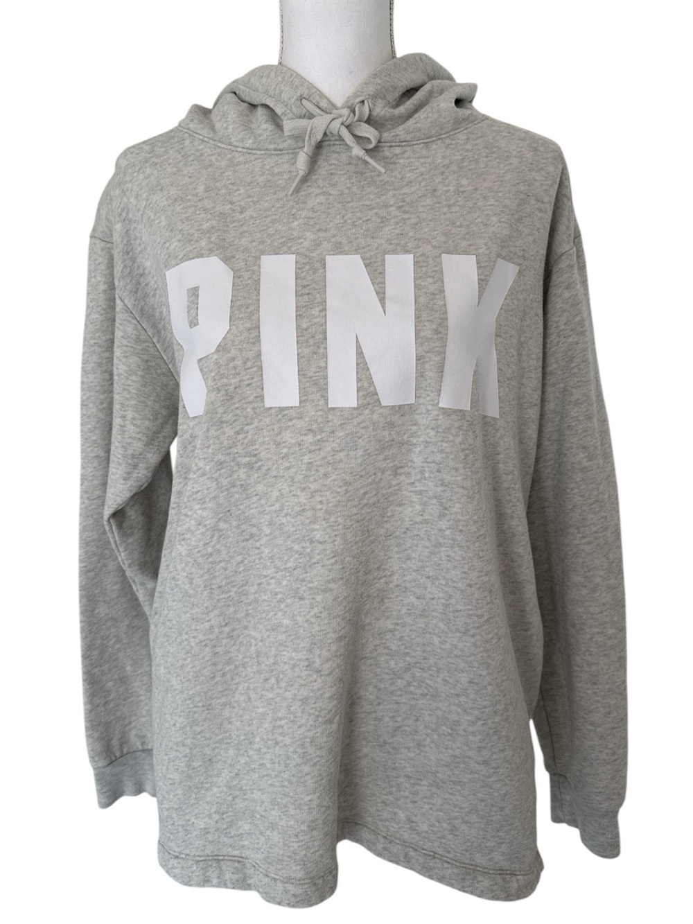 PINK Victoria's Secret Oversized Gray Logo Hooded Sweatshirt Small